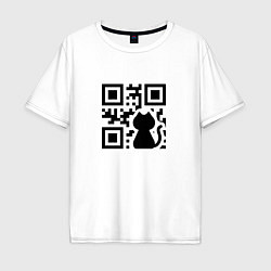 Футболка оверсайз мужская CAT QR CODE, цвет: белый