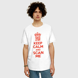 Футболка оверсайз мужская Keep calm and scan me - fuck off, цвет: белый — фото 2