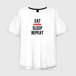 Мужская футболка оверсайз Eat оливье Sleep Repeat