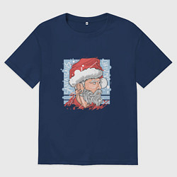 Футболка оверсайз мужская БАРБЕР САНТА 21 ВЕКА, цвет: тёмно-синий