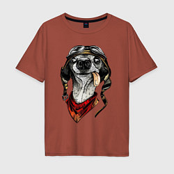 Футболка оверсайз мужская Biker dog, цвет: кирпичный