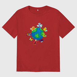 Футболка оверсайз мужская Мир насекомых, цвет: красный