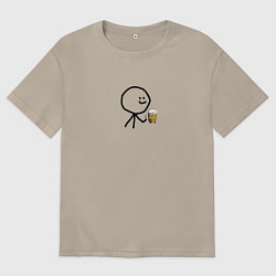 Футболка оверсайз мужская Человечек для двоих, цвет: миндальный