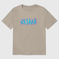 Футболка оверсайз мужская ARCANE LEAGUE OF LEGENDS NEON LOGO, цвет: миндальный