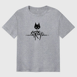 Футболка оверсайз мужская Stray: Black Logo, цвет: меланж