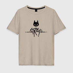 Мужская футболка оверсайз Stray: Black Logo