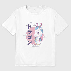 Футболка оверсайз мужская Дракон по-японски, цвет: белый