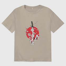 Футболка оверсайз мужская Рассекающий клинок, цвет: миндальный