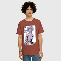 Футболка оверсайз мужская Neon Genesis Evangelion Рей 09, цвет: кирпичный — фото 2
