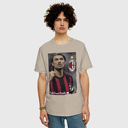 Футболка оверсайз мужская Paolo Cesare Maldini - Milan, captain, цвет: миндальный — фото 2