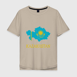 Футболка оверсайз мужская Map Kazakhstan, цвет: миндальный