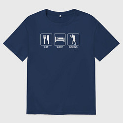 Футболка оверсайз мужская Ешь Спи Боксируй, цвет: тёмно-синий
