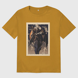 Футболка оверсайз мужская Sova арт, цвет: горчичный