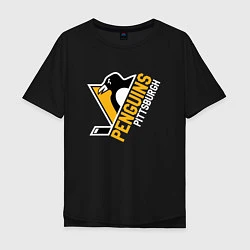 Футболка оверсайз мужская Pittsburgh Penguins Питтсбург Пингвинз, цвет: черный