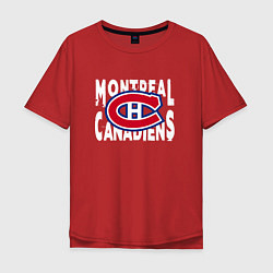 Футболка оверсайз мужская Монреаль Канадиенс, Montreal Canadiens, цвет: красный