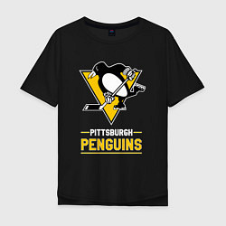 Футболка оверсайз мужская Питтсбург Пингвинз , Pittsburgh Penguins, цвет: черный