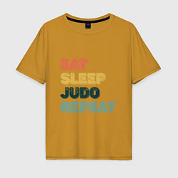 Футболка оверсайз мужская Eat Sleep Judo, цвет: горчичный