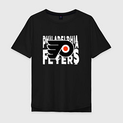 Футболка оверсайз мужская Филадельфия Флайерз , Philadelphia Flyers, цвет: черный