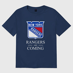 Футболка оверсайз мужская Rangers are coming, Нью Йорк Рейнджерс, New York R, цвет: тёмно-синий