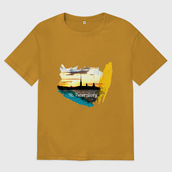 Футболка оверсайз мужская Санкт-Петербург St Petersburg, цвет: горчичный