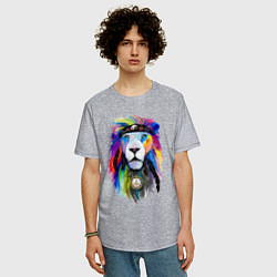 Футболка оверсайз мужская Color lion! Neon!, цвет: меланж — фото 2