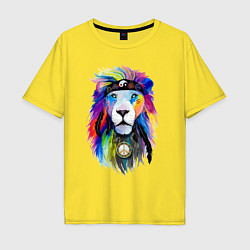 Футболка оверсайз мужская Color lion! Neon!, цвет: желтый