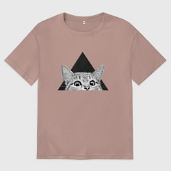 Футболка оверсайз мужская Космокот 0004, цвет: пыльно-розовый