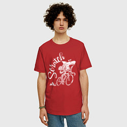 Футболка оверсайз мужская Scratch - трековые велогонки, цвет: красный — фото 2