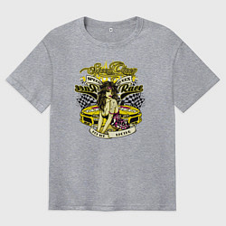 Футболка оверсайз мужская Девушка королева скорости, цвет: меланж