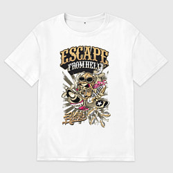 Футболка оверсайз мужская Скелетон на самолёте, цвет: белый