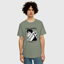 Футболка оверсайз мужская Ван-Пис, Луффи Luffy, цвет: авокадо — фото 2