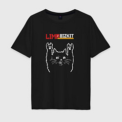 Футболка оверсайз мужская Limp Bizkit рок кот, цвет: черный