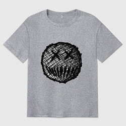 Футболка оверсайз мужская Жуткая рожица пиксельная, цвет: меланж