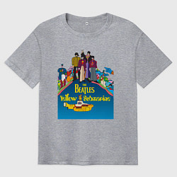 Футболка оверсайз мужская The Beatles on a Yellow Submarine, цвет: меланж