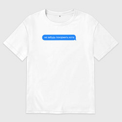 Футболка оверсайз мужская НЕ ЗАБУДЬ ПОКОРМИТЬ КОТА!, цвет: белый