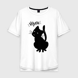 Футболка оверсайз мужская Кошка Луна Meow, цвет: белый