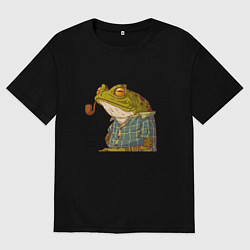 Футболка оверсайз мужская Мудрая лягушка, цвет: черный