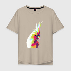 Футболка оверсайз мужская Цветной попугай Colors parrot, цвет: миндальный