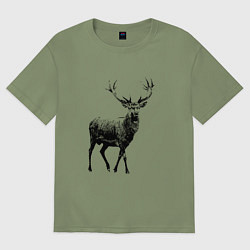Футболка оверсайз мужская Черный олень Black Deer, цвет: авокадо