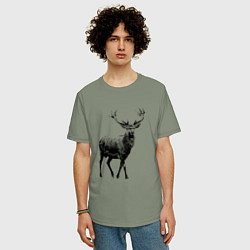 Футболка оверсайз мужская Черный олень Black Deer, цвет: авокадо — фото 2