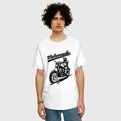 Футболка оверсайз мужская Motorcycle Cool rider, цвет: белый — фото 2