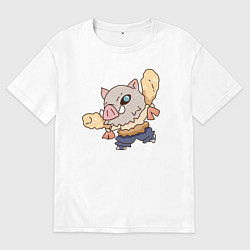 Футболка оверсайз мужская Иноске и креветки, цвет: белый