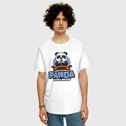 Футболка оверсайз мужская Panda Happy driver, цвет: белый — фото 2
