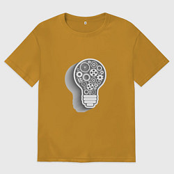 Футболка оверсайз мужская Стимпанк лампа, цвет: горчичный