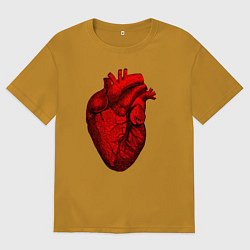 Футболка оверсайз мужская Сердце анатомическое, цвет: горчичный