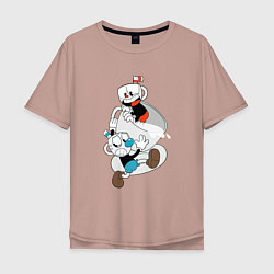 Футболка оверсайз мужская Чашки Cuphead, цвет: пыльно-розовый