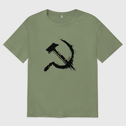 Футболка оверсайз мужская Серп и молотсоветский, цвет: авокадо