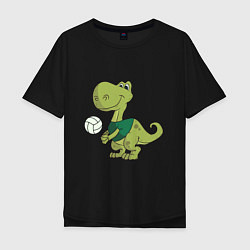 Футболка оверсайз мужская Volleyball Dinosaur, цвет: черный