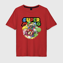 Футболка оверсайз мужская Компашка героев Super Mario, цвет: красный