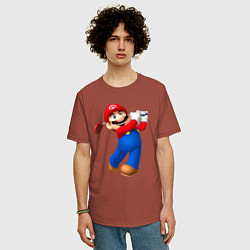Футболка оверсайз мужская Марио - крутейший гольфист Super Mario, цвет: кирпичный — фото 2